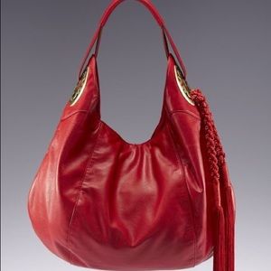 Gorgeous Shanghai Tang Red Leather Tassel Satchel